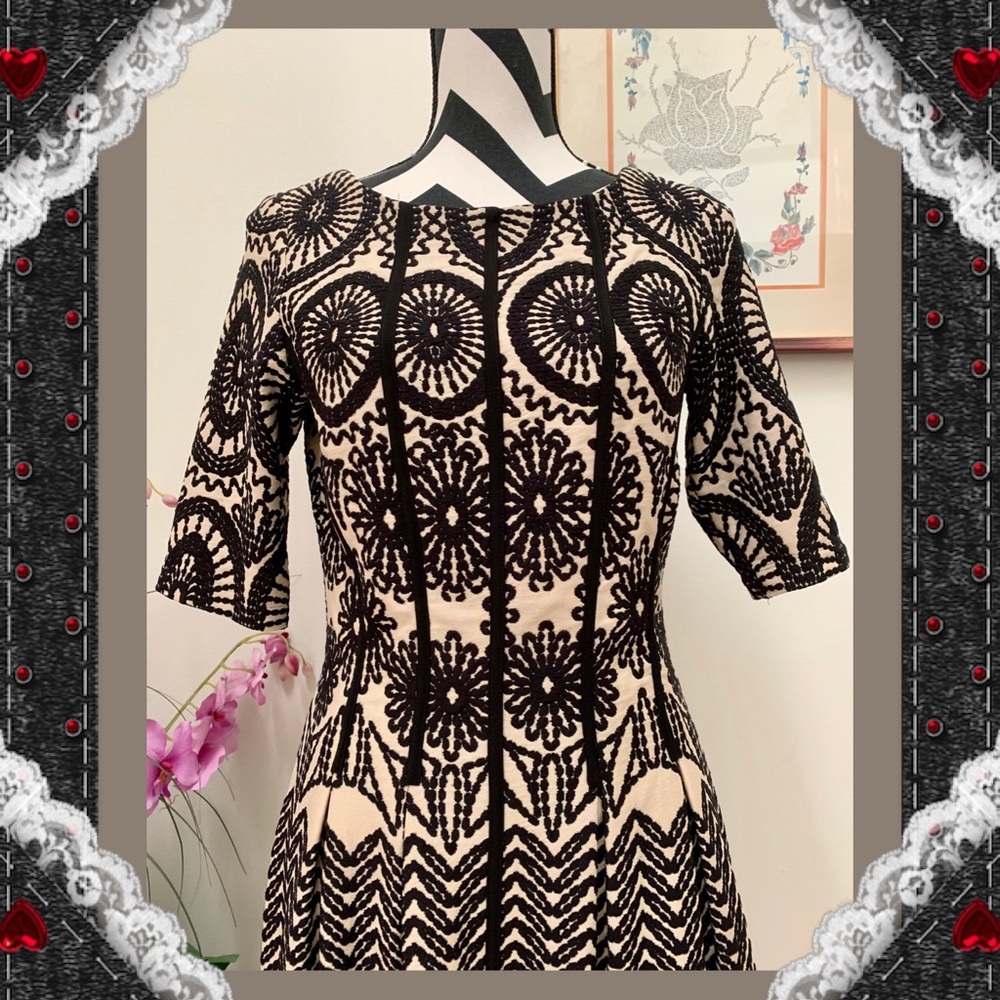 Gabby Skye Multi Embroiled Pattern Pleated Dress - Picture 5 of 9